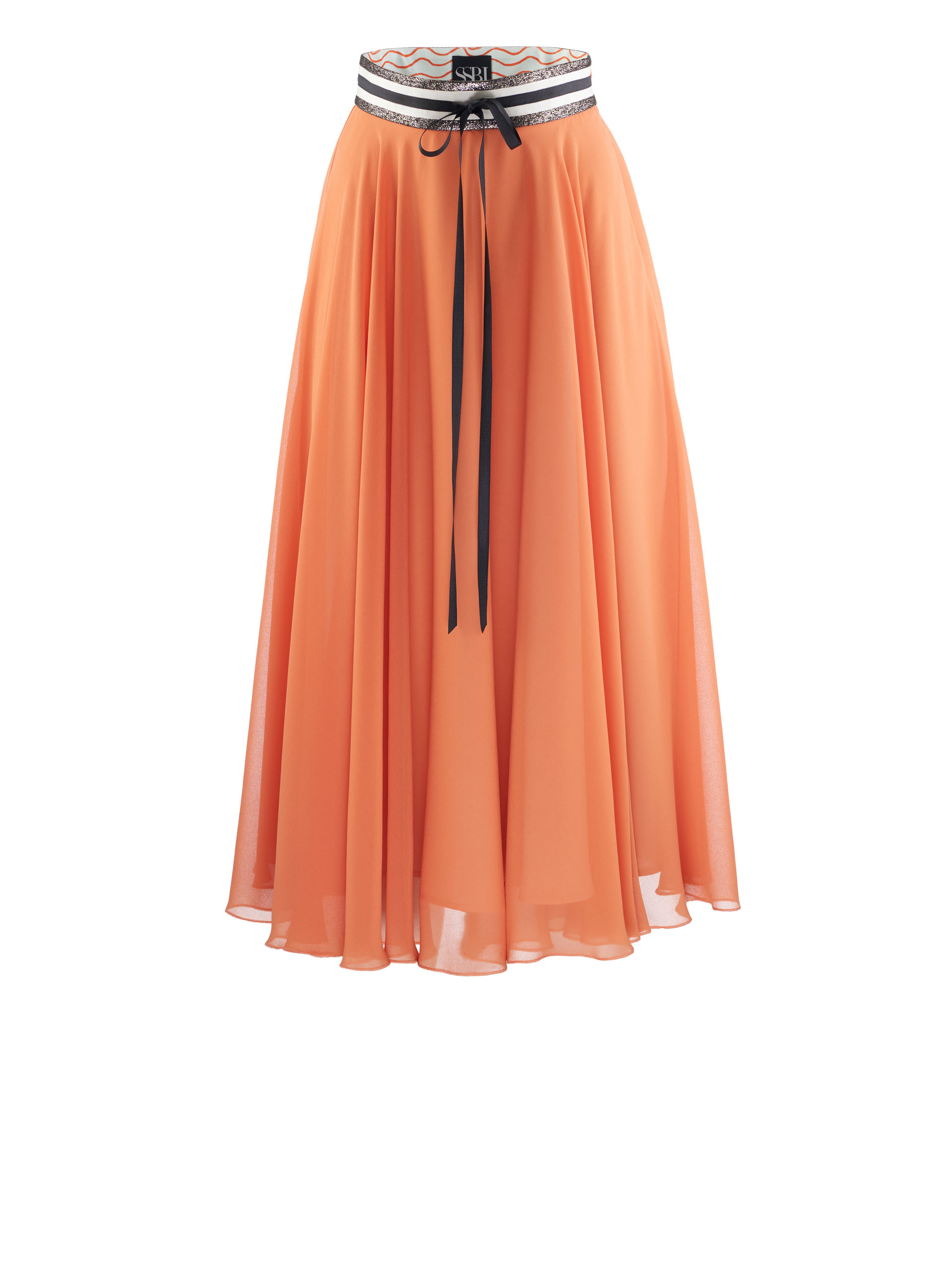 apricot orange full circle chiffon midi skirt front • Sassa Björg