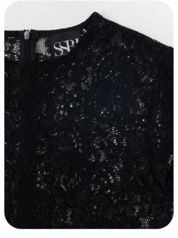 black floral lace crop top short sleeve fabric • Sassa Björg