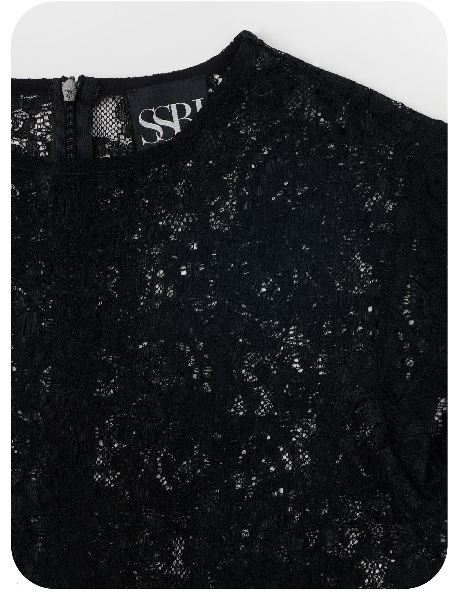 black floral lace crop top short sleeve fabric • Sassa Björg