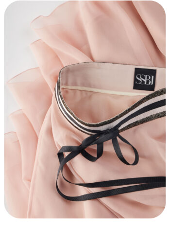 blush pink full circle chiffon midi skirt fabric • Sassa Björg