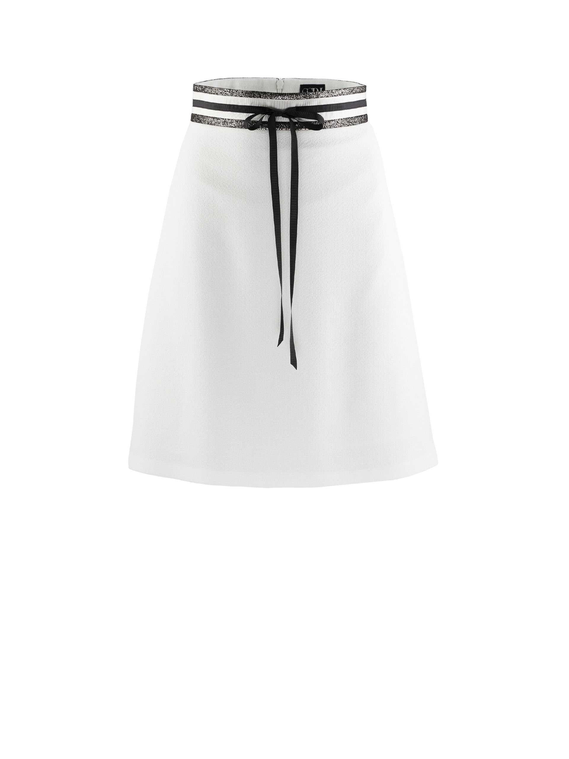 white textured a line mini skirt front • Sassa Björg